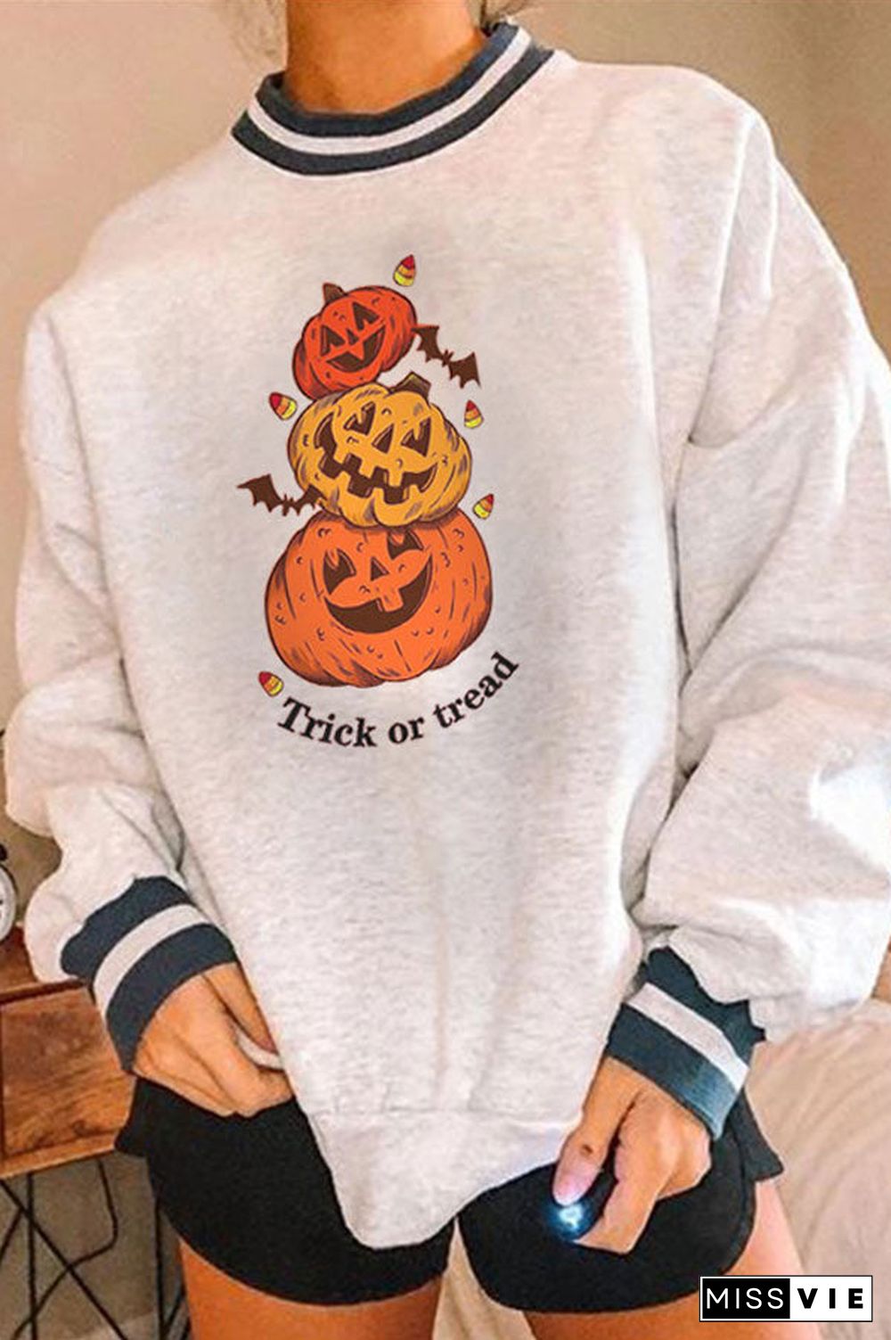 Casual Halloween Printed Pullover
