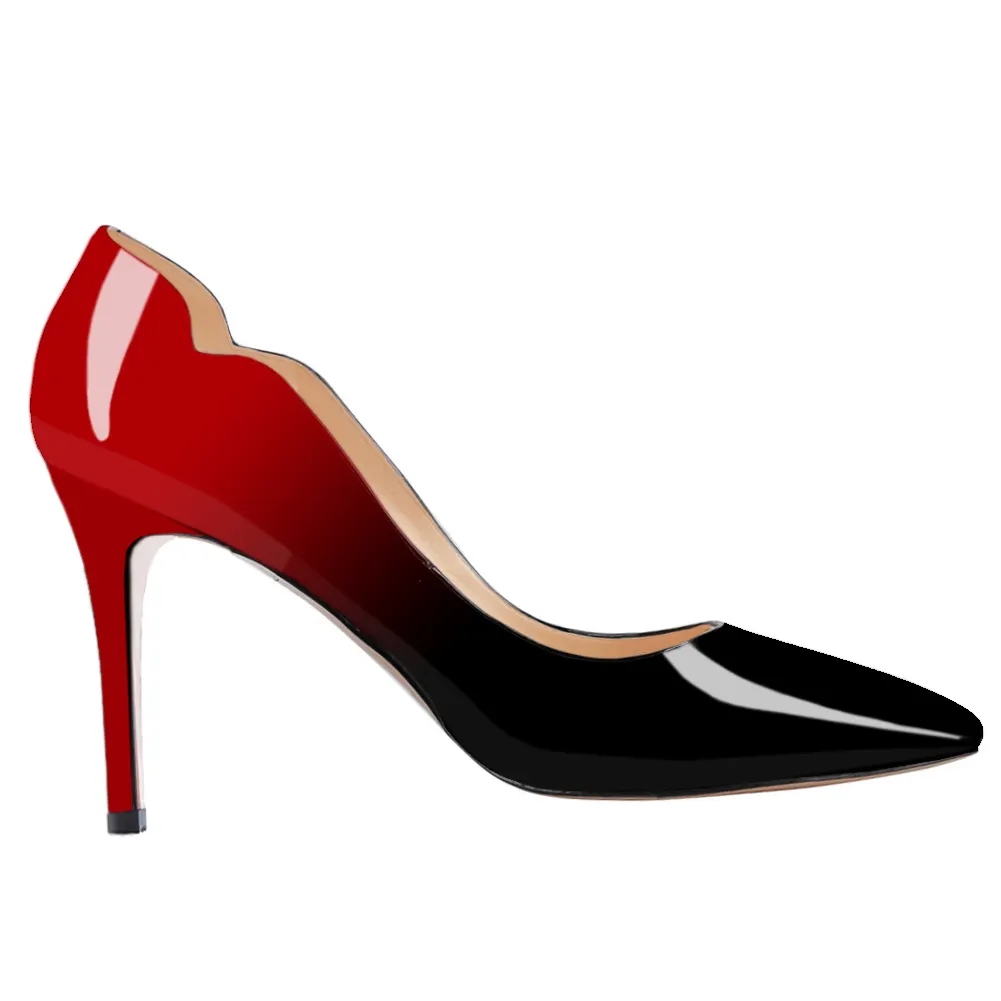 90mm Women's Kitten Heeled Party Red Bottom Pumps Patent/Suede-vocosishoes