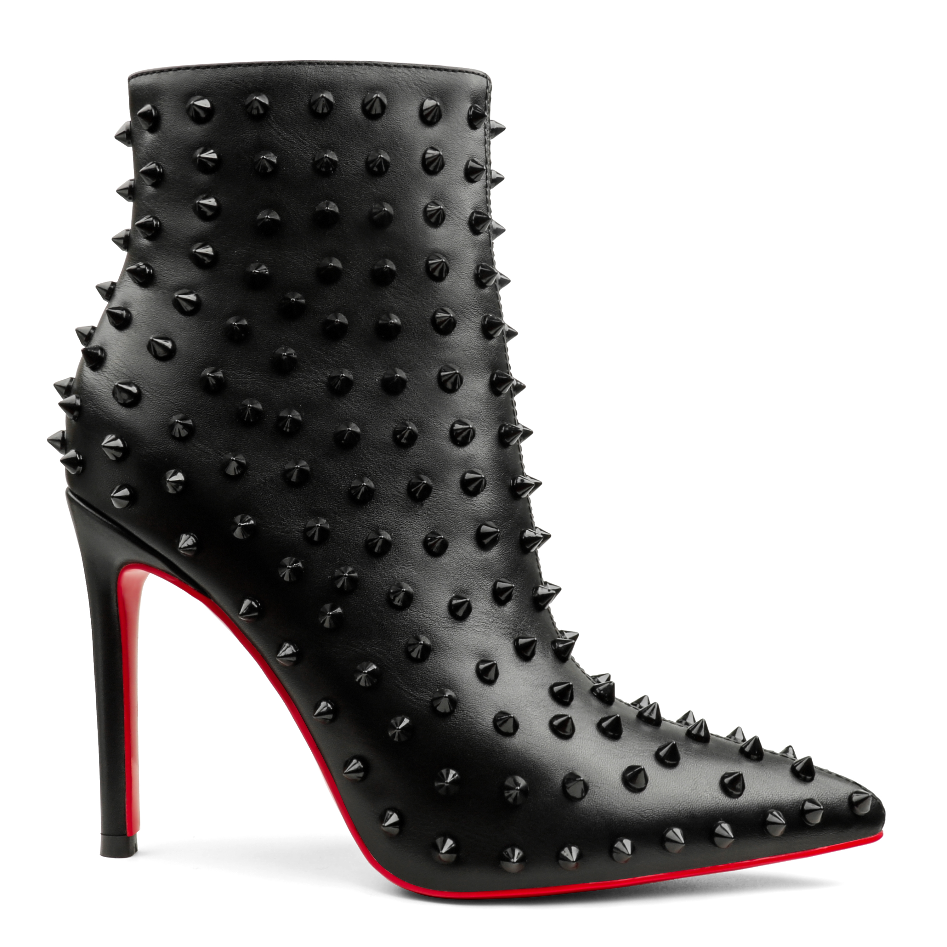 3.94" /4.72" Women's Ankle Boots Red Bottom Shoes Rivet  Closed Pointed Toe Stilettos Booties-MERUMOTE
