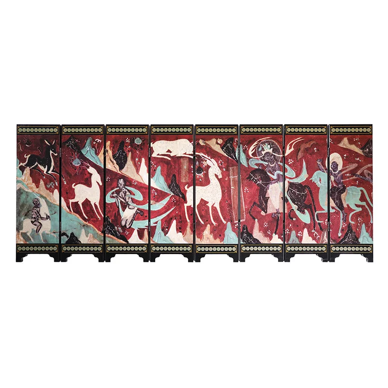 Dunhuang Mural Folding Screen Desktop Decoration Deer King Jataka Green Hills and Clear Waters Chinese Style Gift