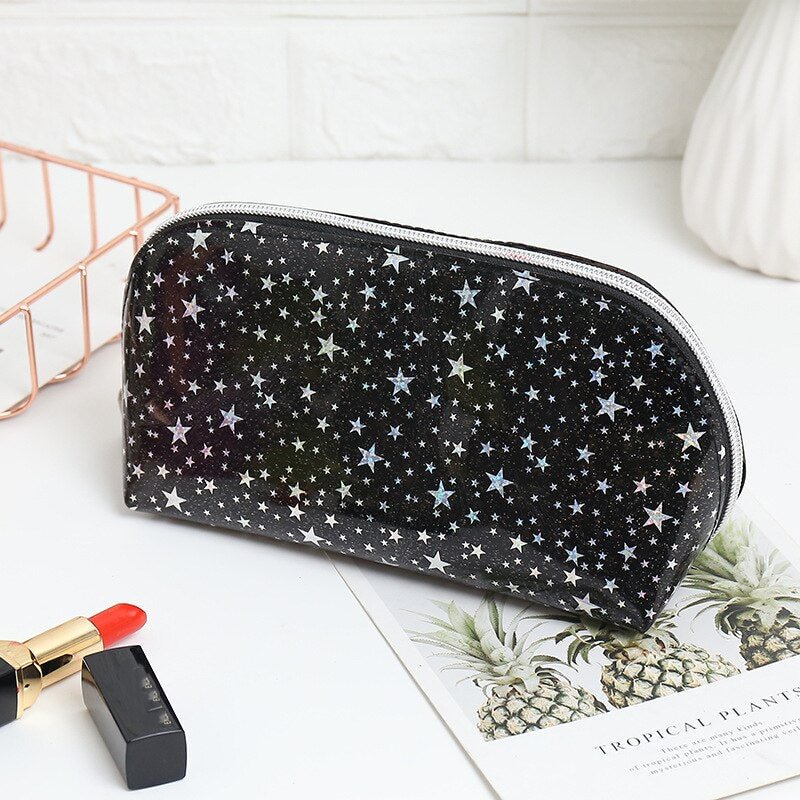 PURDORED 1 Pc Clear Pvc Makeup Cosmetic Bag Star Women Makeup Organizer Bag Travel Transparent Makeup Case Kosmetyczka Neceser