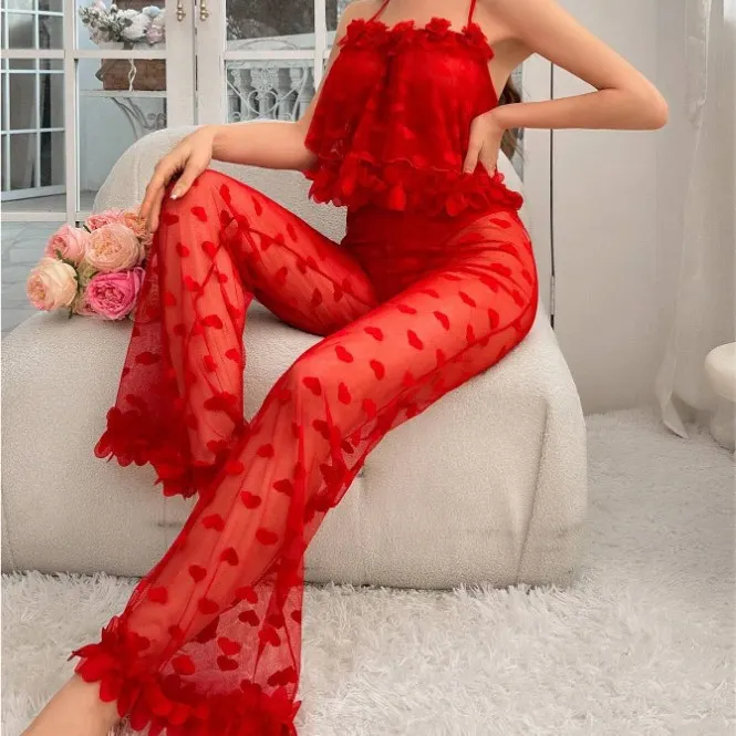 Churchf Sexy Pajamas Lace Dress Perspective Lingerie Home Pajamas