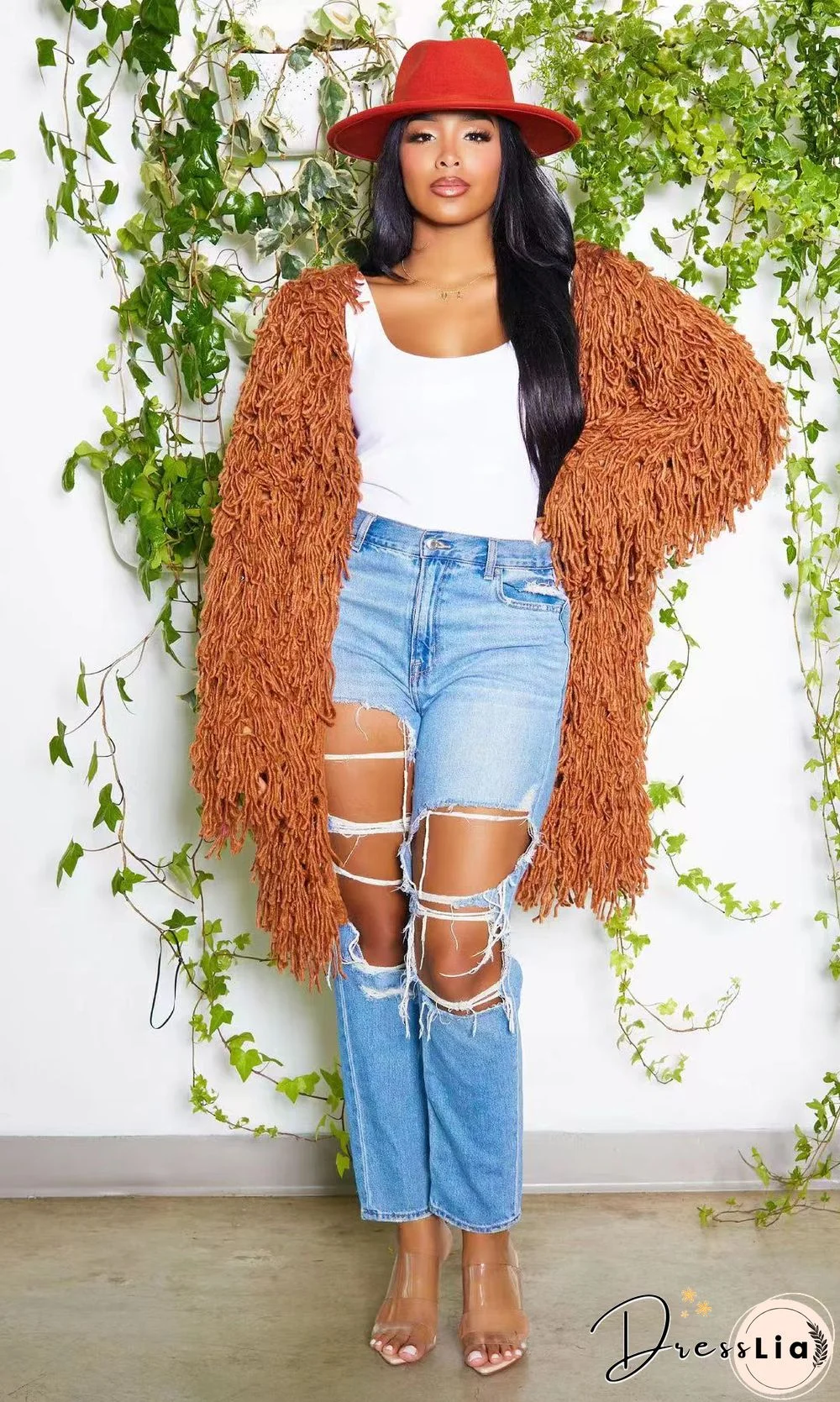 Chic Knitted Crochet Tassel Loose Sweater Cardigan