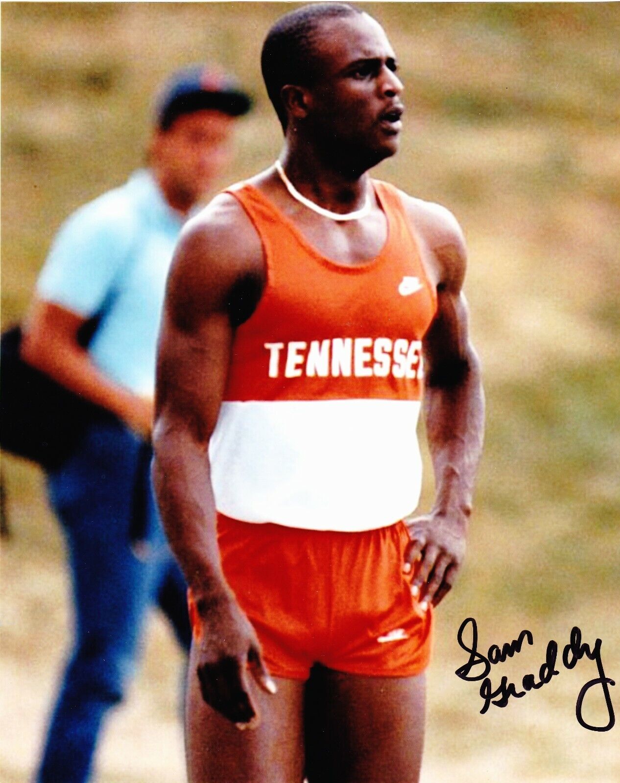 Sam Graddy signed 8x10 color Photo Poster painting-Tennessee,1984 4x100 Gold Medal, LA Raiders