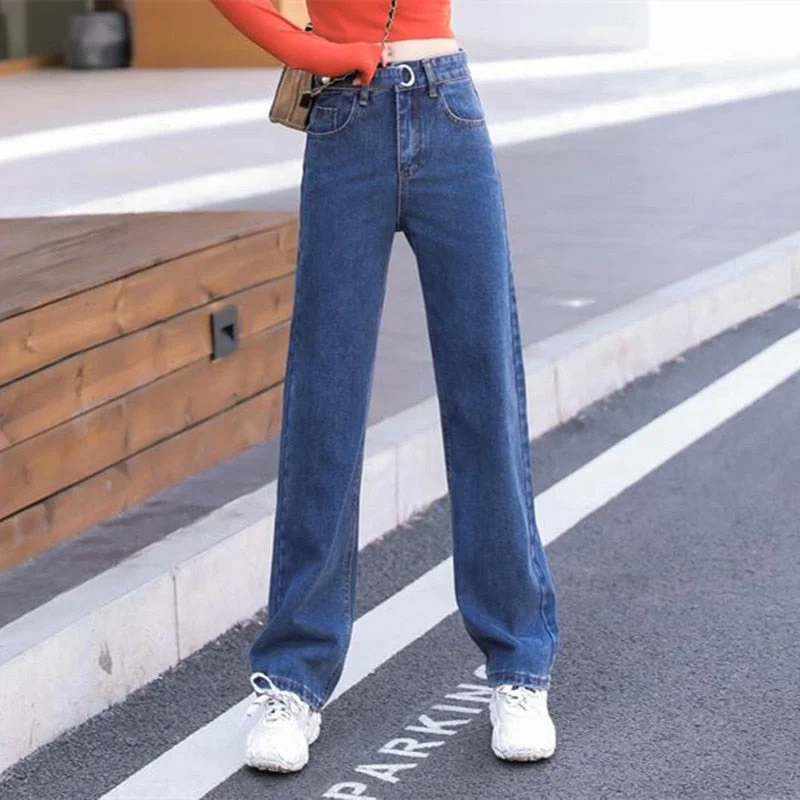 Woman Jeans High Waist Clothes Wide Leg Denim Clothing Blue Streetwear Vintage Quality Fashion Harajuku Straight Pants