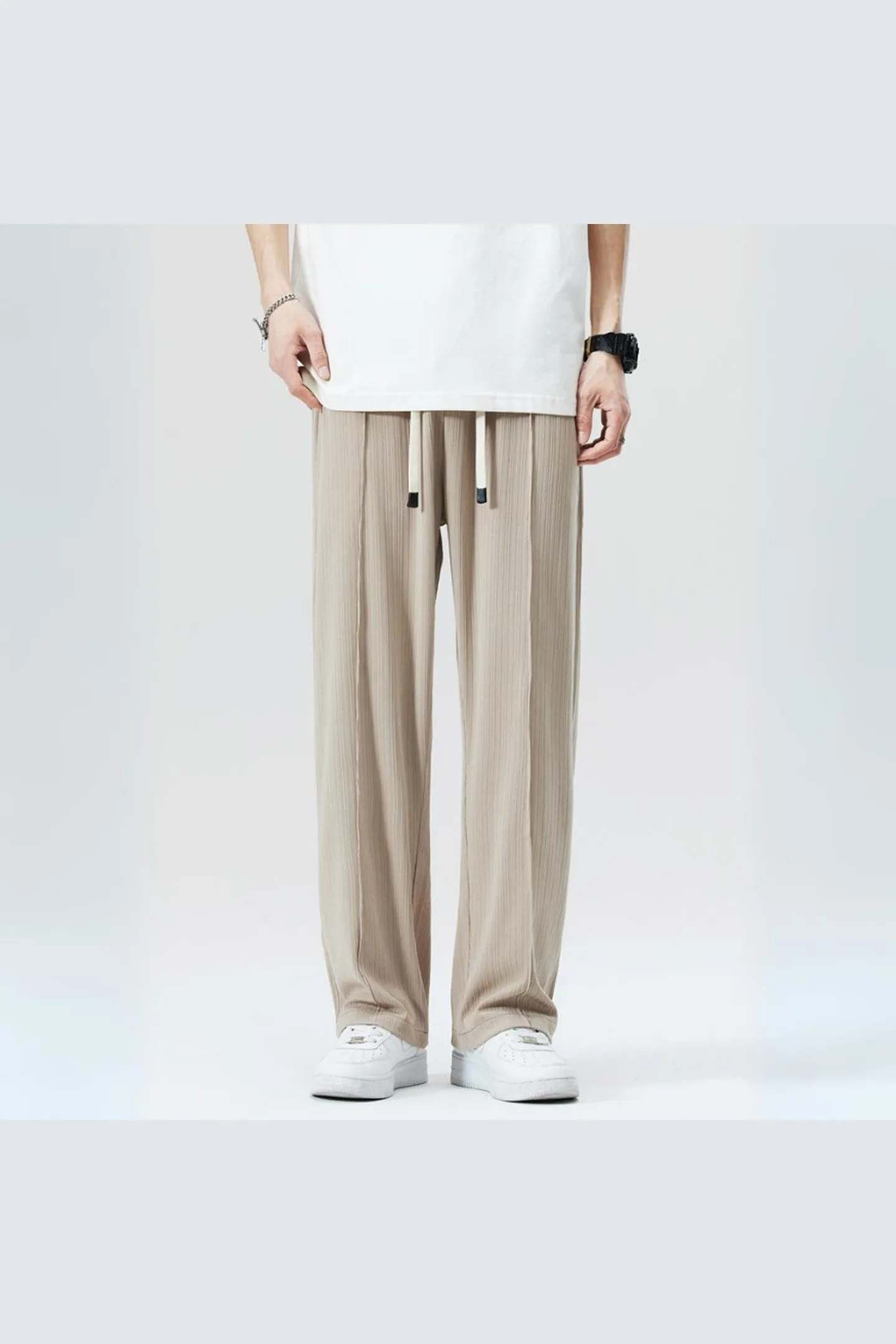 Men's Pleated Tailored Trousers &ndash; Elastic Waist Smart Casual
