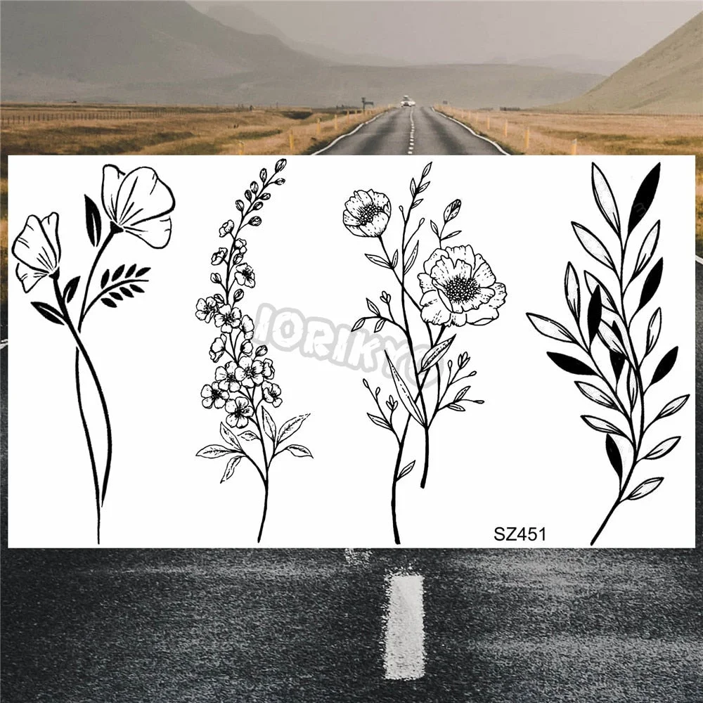 Minimalist Polar Bear Small Temporary Tattoos For Women Men Realistic Dandelion Hummingbird Fake Tattoo Sticker Forearm Tatoos