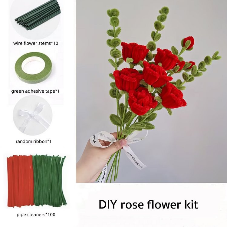 DIY Pipe Cleaners Kit Rose Flower