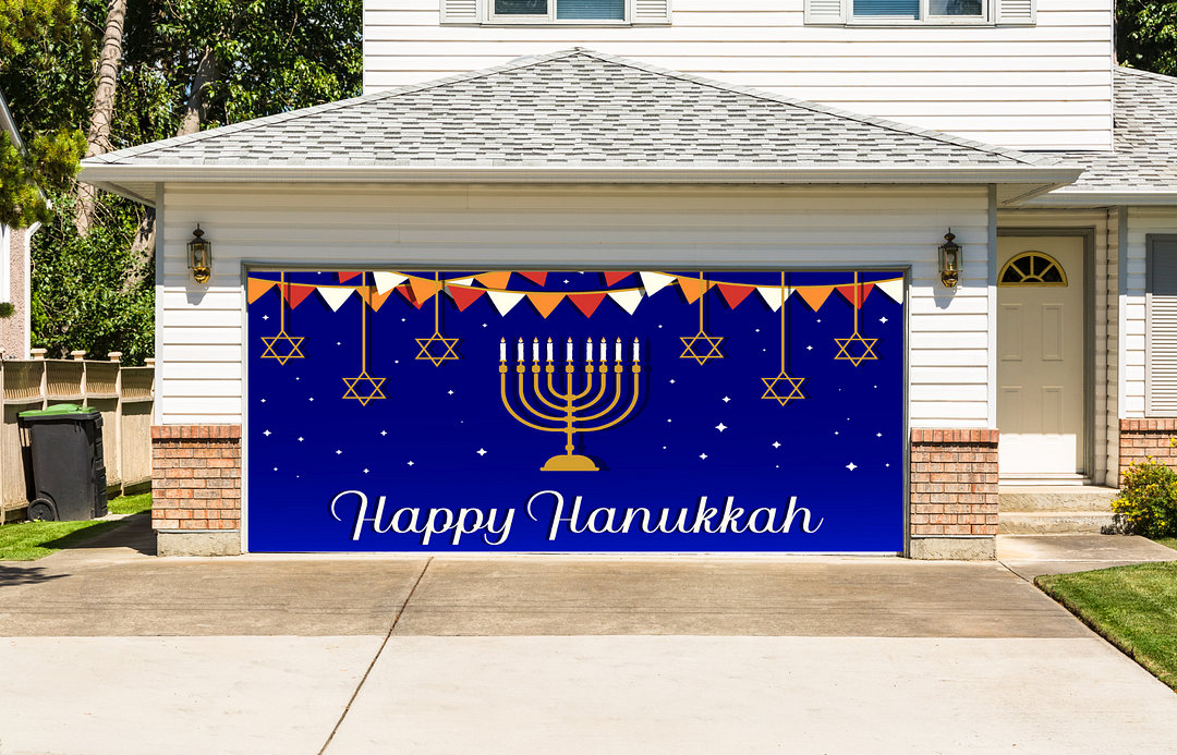 Happy Hanukkah Jewish holiday Garage Door Mural