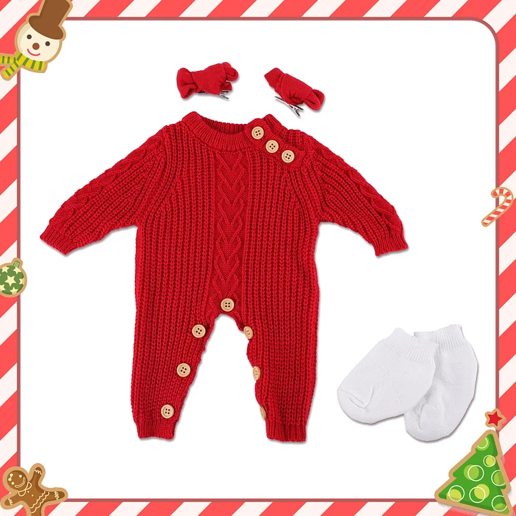 🔔[Christmas Celebration] For 17" Reborn Baby Doll Clothing 3-Pieces Set Accessories