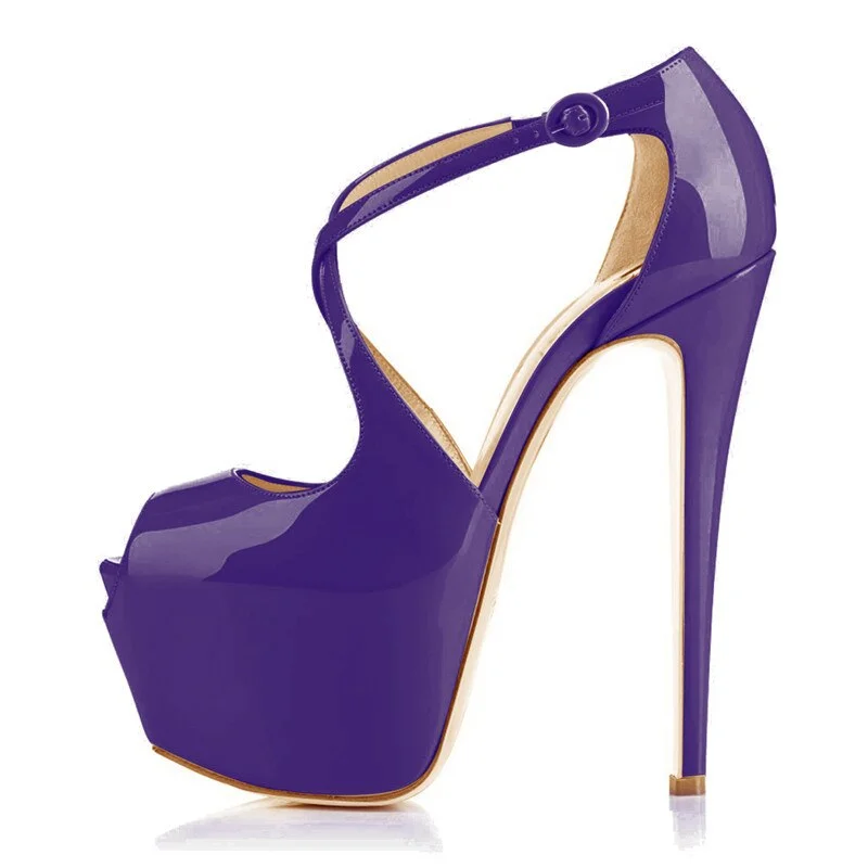 Onlymaker Women's Peep Toe Cross Strap platform Heels 16cm High Heel Sexy open Toe Sandals wedding Stilettos Spike Shoes Plus s