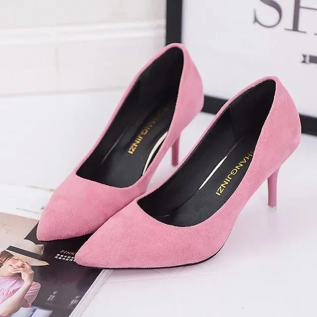 Breakj Breakj Shoes Light-Mouthed Sharp Single Shoes Fine Heel Velvet Large-Size High Heels Women's Shoes