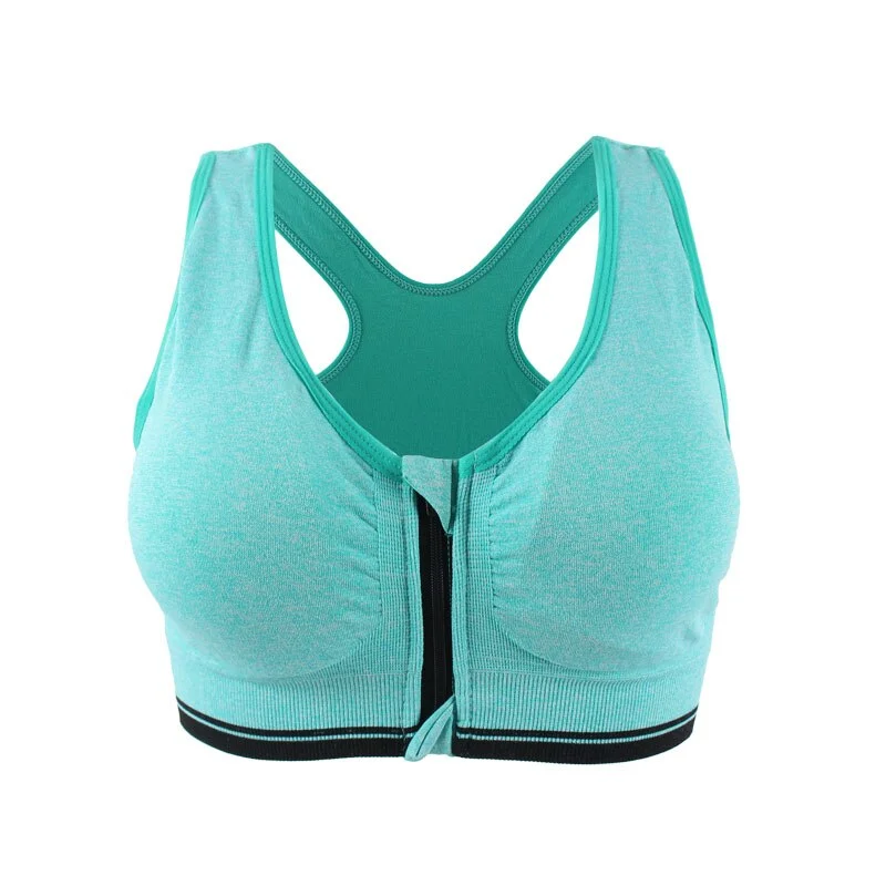 Plus Size M-3XL Zipper Push Up Sports Bra For Women Shockproof Padded Fitness Yoga Bras Athletic Gym Running Sports Tops Vest