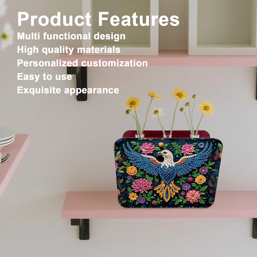 Eagle DIY Flower Vase Wooden Double Sided Desktop Diamond Art Kit for Home Decor
