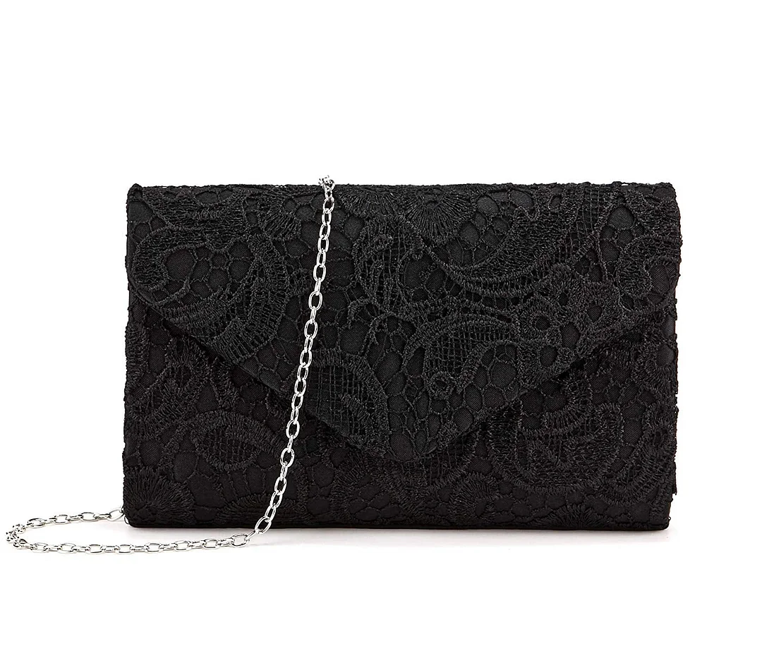 Wedding Pleated Floral Lace Clutches Bag Evening Cross Body Handbags Purse