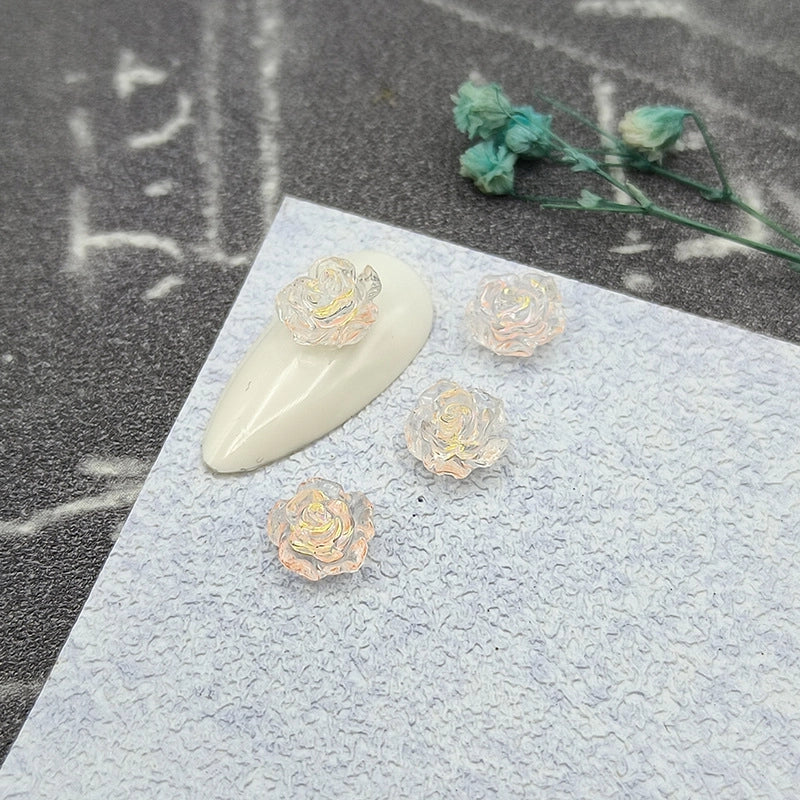 Sequin Nail Camellia Ornaments Ice Through Rose Nail Decorations DIY Three-dimensional Nail Accessories