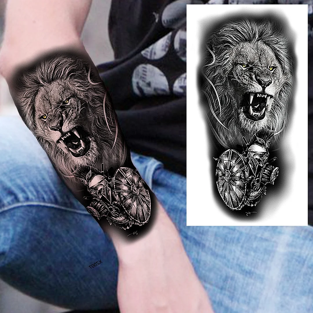 Praying Lion Cross Temporary Tattoos For Men Women Clown Wolf Tiger Flower Compass Fake Tattoo Sticker Forearm Waterproof Tatoos