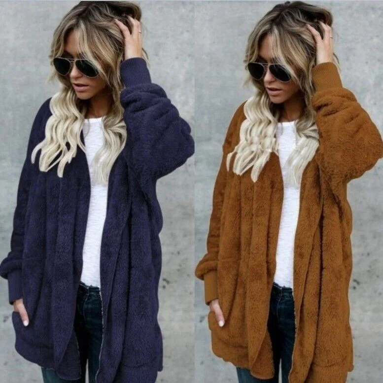 2021 plush warm top mid-length double-sided anti-fur coat oversized sweatshirt