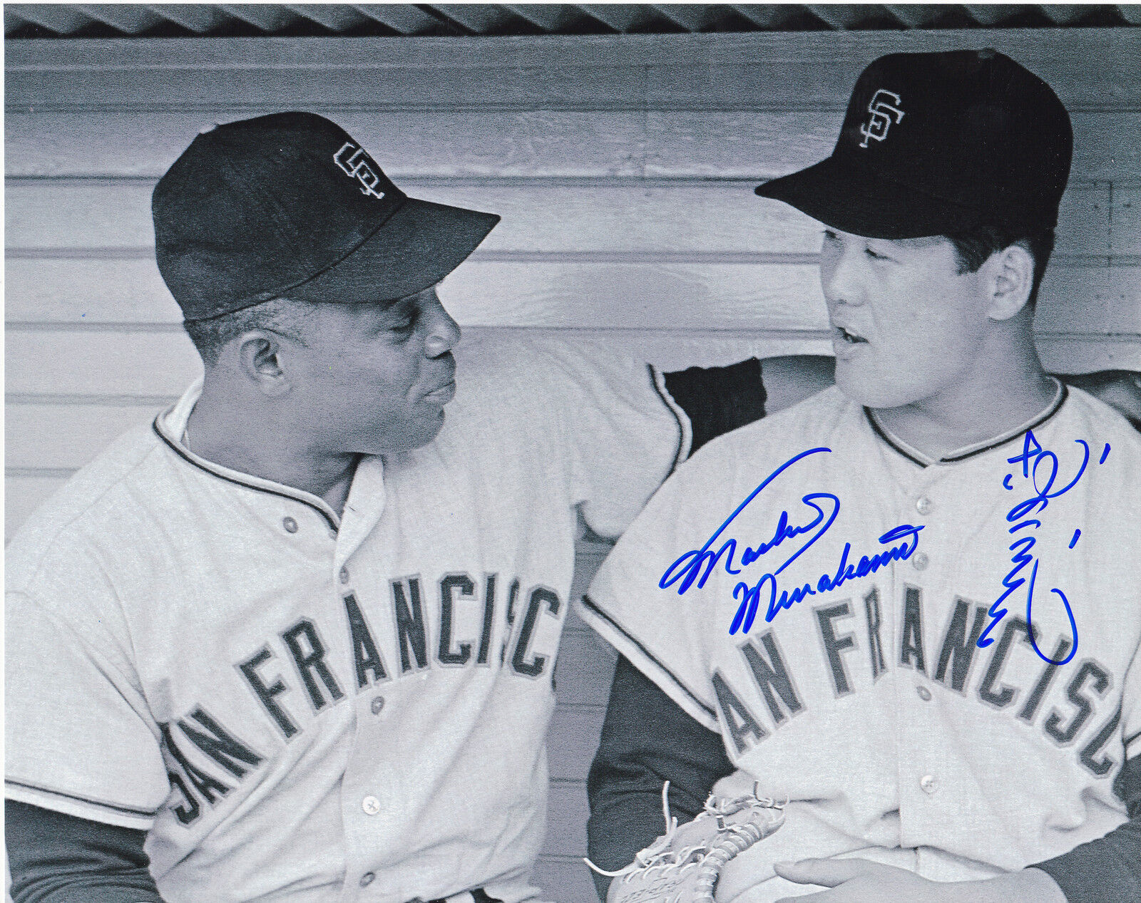 MASANORI MURAKAMI SAN FRANCISCO GIANTS W/ WILLIE MAYS SIGNED 8X10