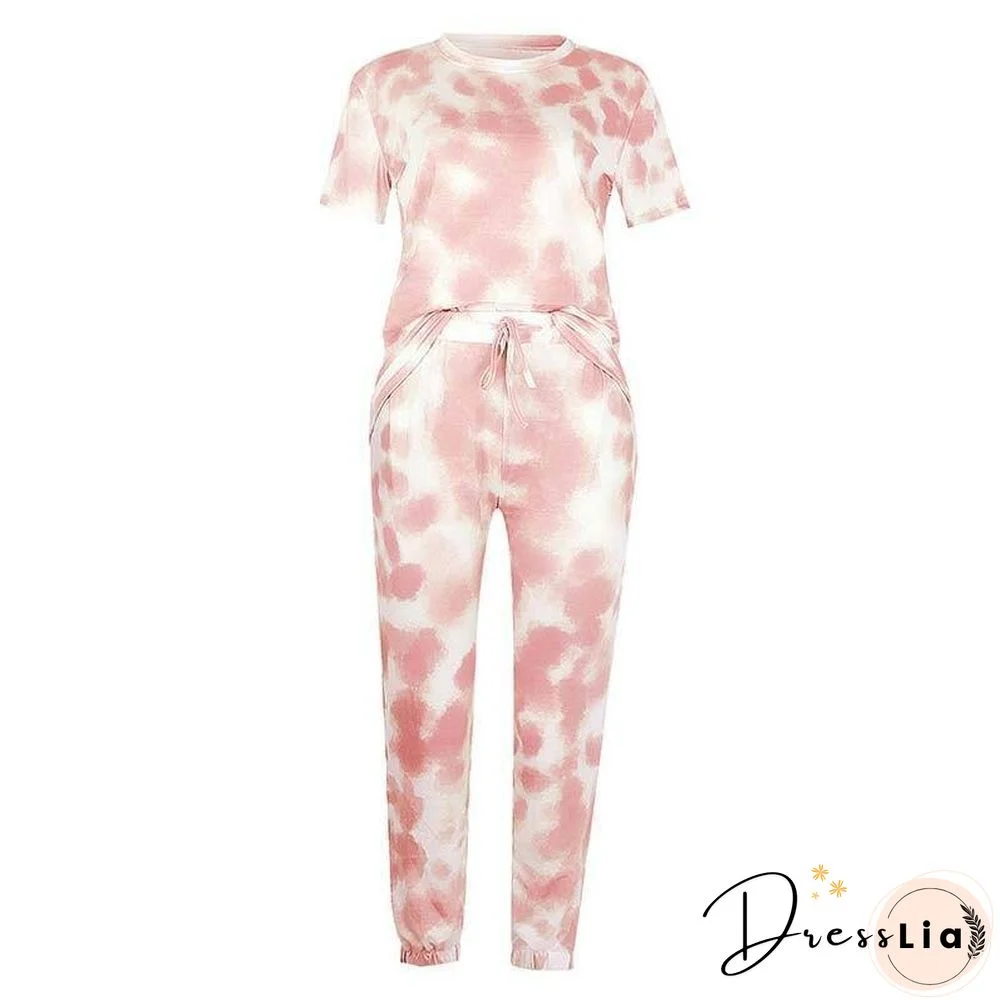 Tie Dye Set Lounge Wear 2 Piece Tie Dye Set Tracksuit Lounge Set Pants and Top Matching Two Piece Sets for Women XXL