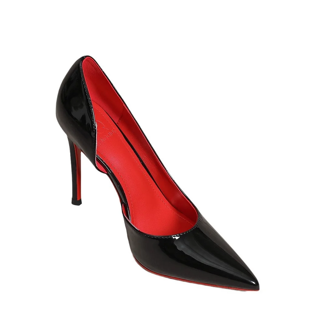 Breakj Breakj Shoes Women's Fine Heel 2025 New Autumn Black 10 Cm Sexy Tip Side Empty Single Shoes