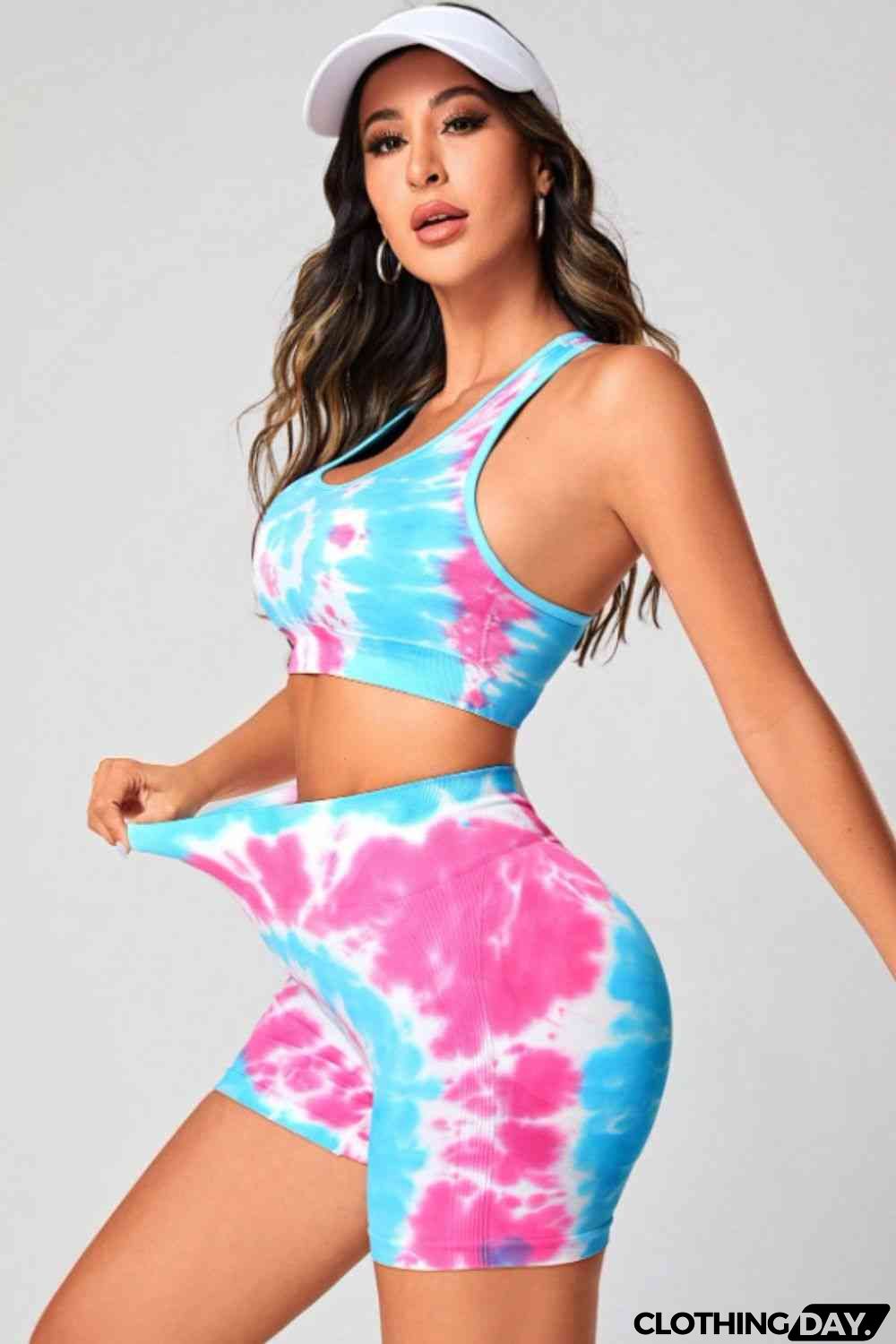 Tie-Dye Sports Bra and Shorts Set
