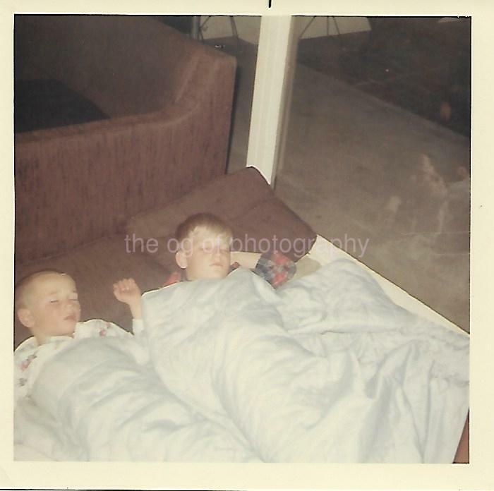 FOUND Photo Poster paintingGRAPH Color SLEEPING BOYS Original Snapshot VINTAGE 03 21 L