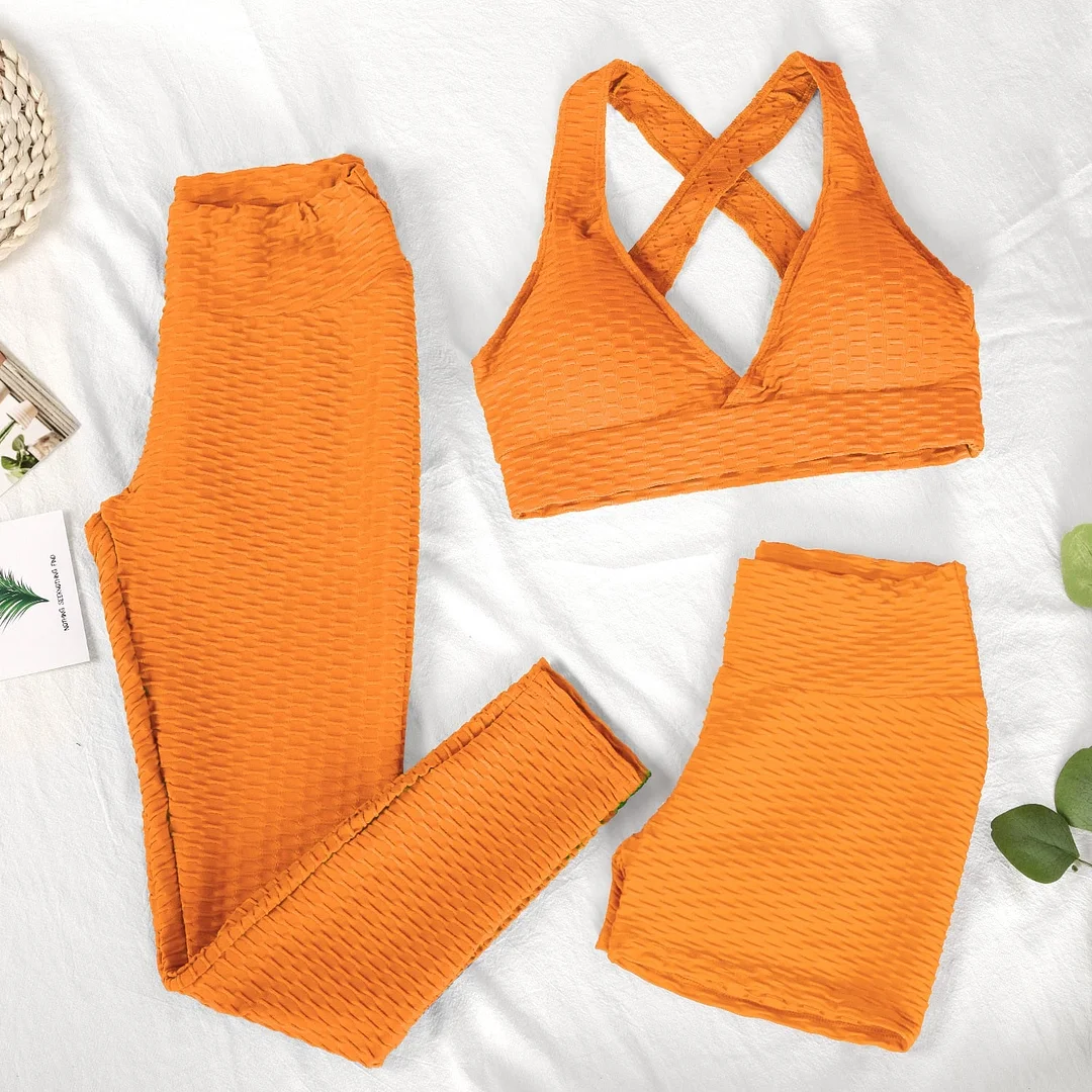 ATHVOTAR Two Piece Shorts Set Women Top and Pants Anti Cellulite Leggings High Waist 3 Piece Set Tracksuits Sweat Suits Women