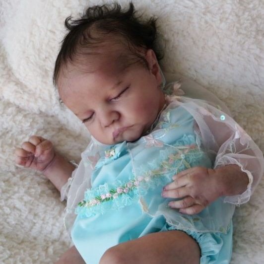20" Real Lifelike Biracial Newborns Asleep Reborn Baby Doll Girl Ioan, Gift foe Kids with Clothes and Pacifier Rebornartdoll® Rebornartdoll®