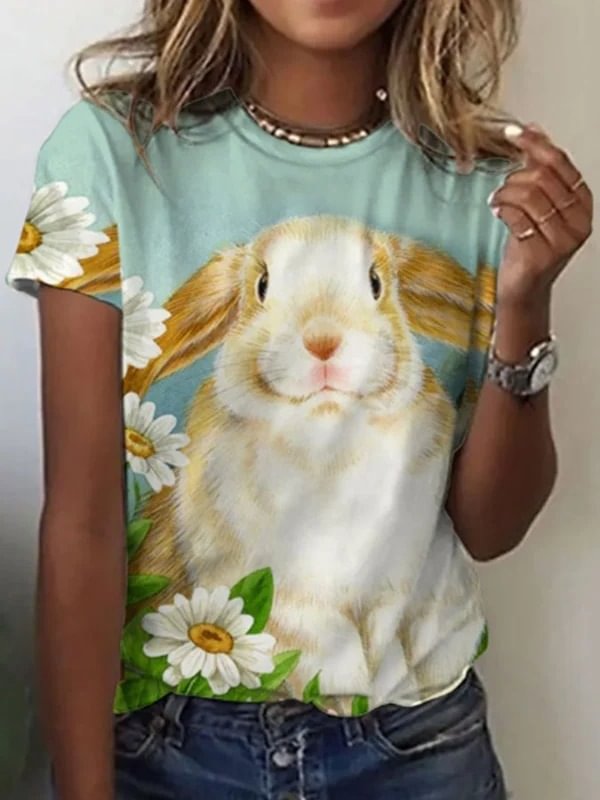 Fashion Crew Neck Short Sleeve Printed T-Shirt