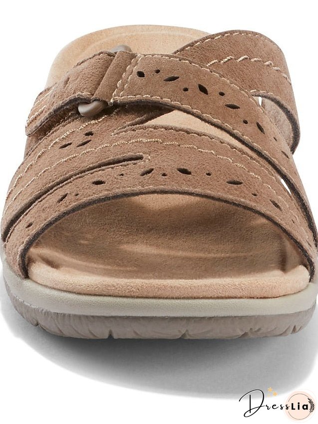 Women's Sandals Slippers Boho Bohemia Beach Flat Sandals Outdoor Slippers Daily Beach Wedge Heel Classic Casual Pu