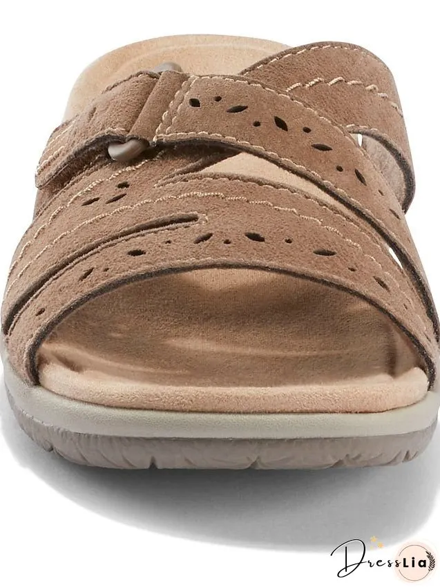 Women's Sandals Slippers Boho Bohemia Beach Flat Sandals Outdoor Slippers Daily Beach Wedge Heel Classic Casual Pu