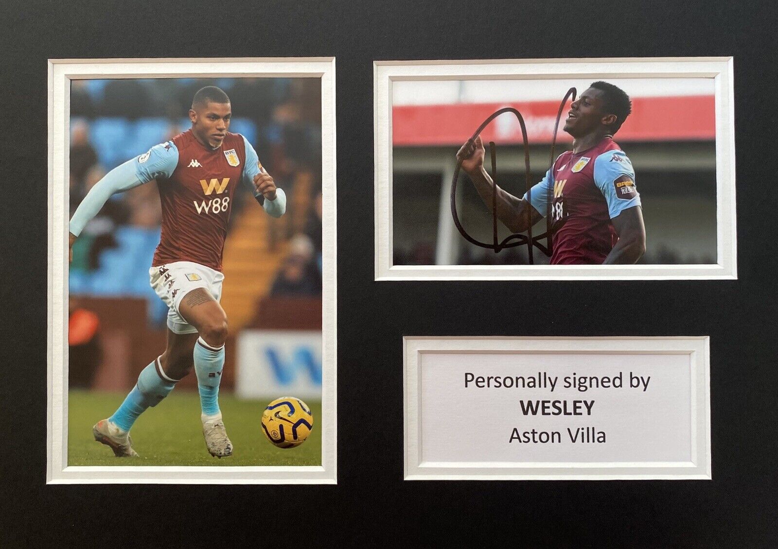 Wesley Genuine Hand Signed Aston Villa Photo Poster painting In A4 Mount Display