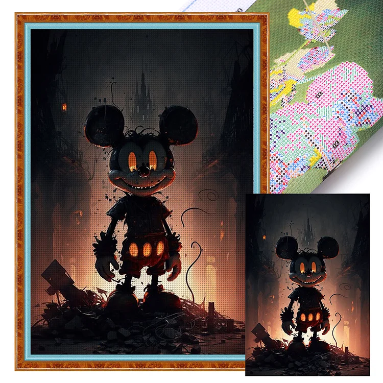 【Huacan Brand】Dark Disney Mickey 11CT Stamped Cross Stitch 40*60CM