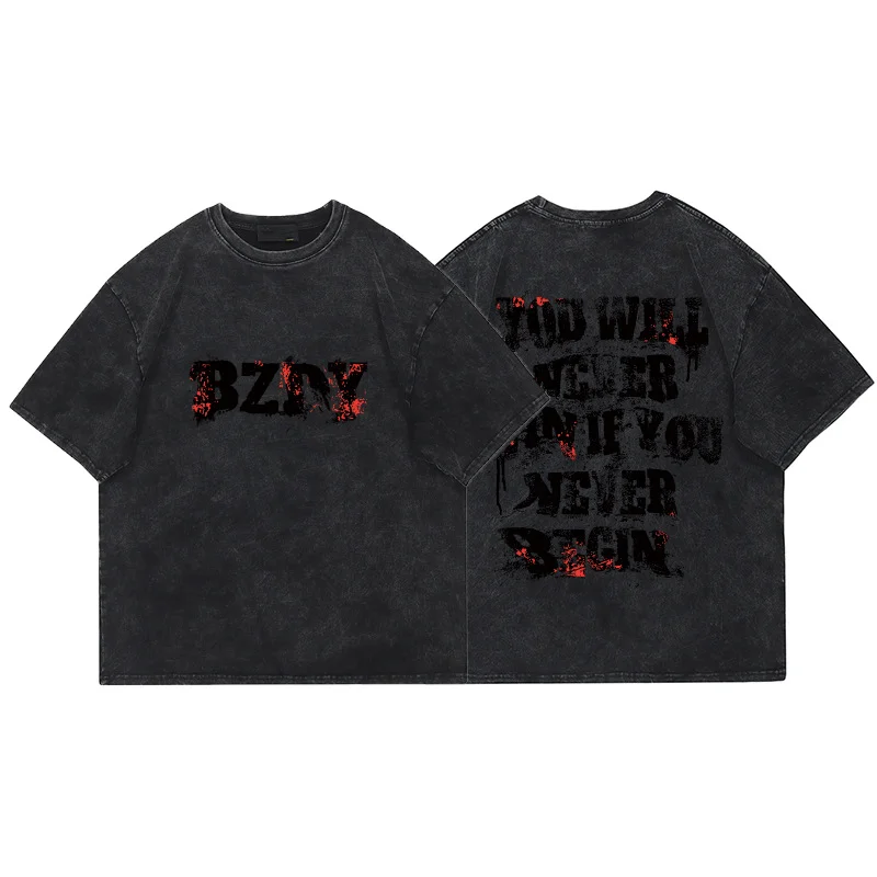 Men's 100% Cotton Oversize T-shirt Amikaji Funny Words Letter Print Hiphop Tee T-Shirt