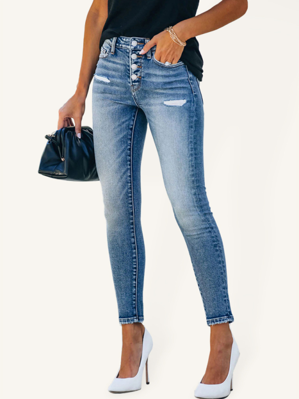 Denim Slim Ripped High Stretch Ladies Denim Trousers