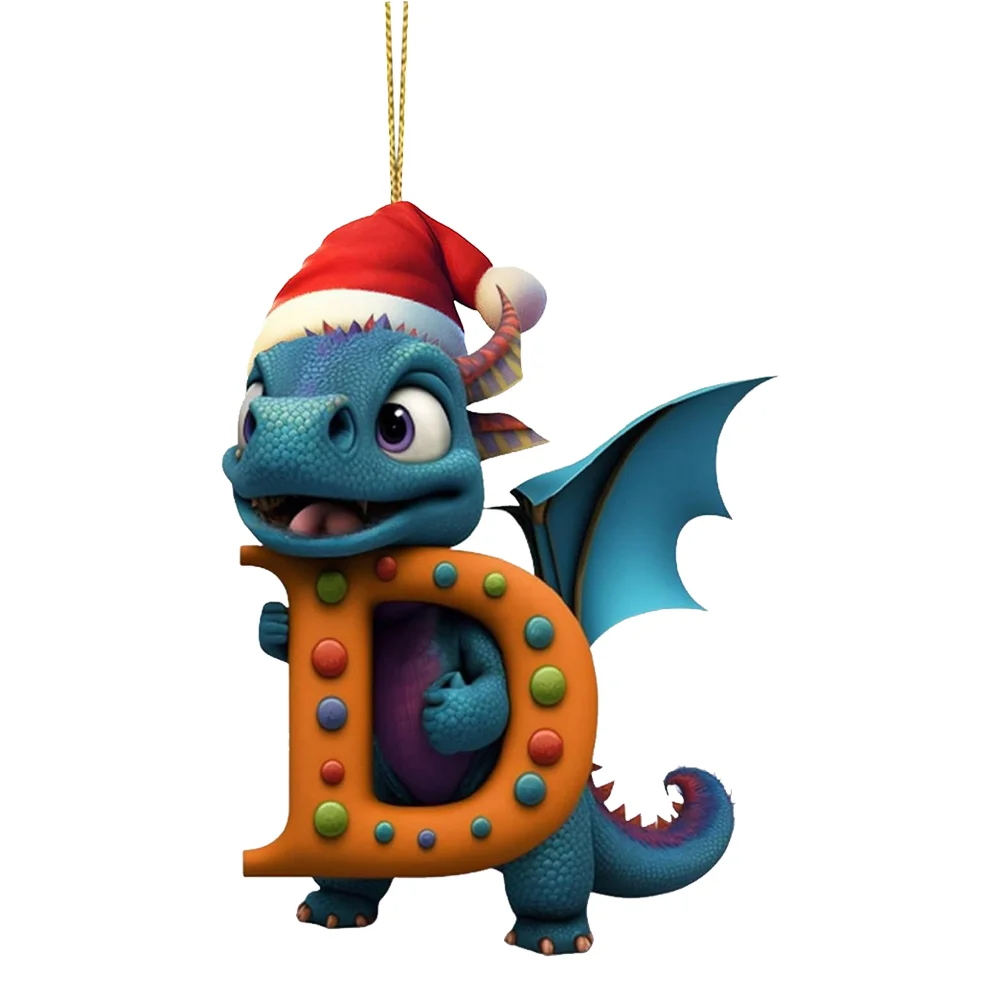 Christmas Cute Dragon Pendants Acrylic Letter Shaped Exquisite for Xmas Tree Car