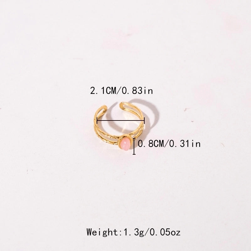 304 Stainless Steel 14K Gold Plated Hip-Hop Streetwear Plating Inlay Moon Flower Natural Stone Zircon Rings