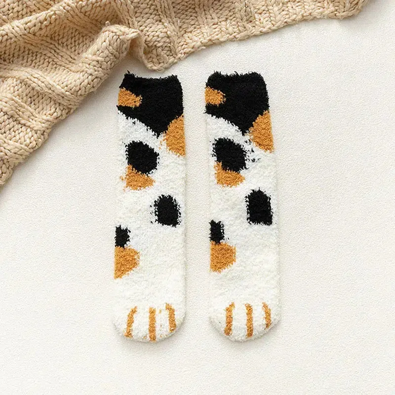 Brownm Paw Plush Socks