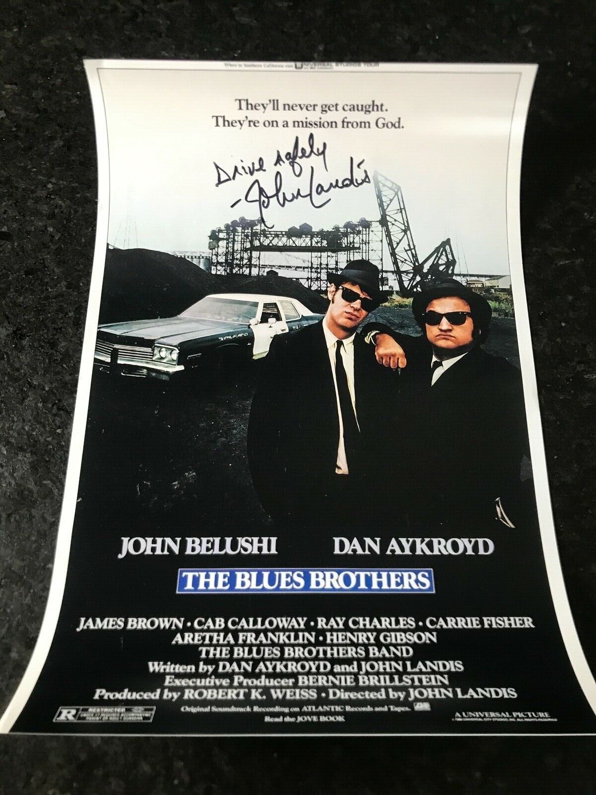 * JOHN LANDIS * signed 12x18 poster * THE BLUES BROTHERS * DIRECTOR * COA * 1