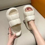 Lvpinyuan Thick Heel Slip-On Summer 2025 New Cartoon Cute Home Bathroom Anti-Slip Slipper Women's Flat Sandals Comfortable Indoor Shoes