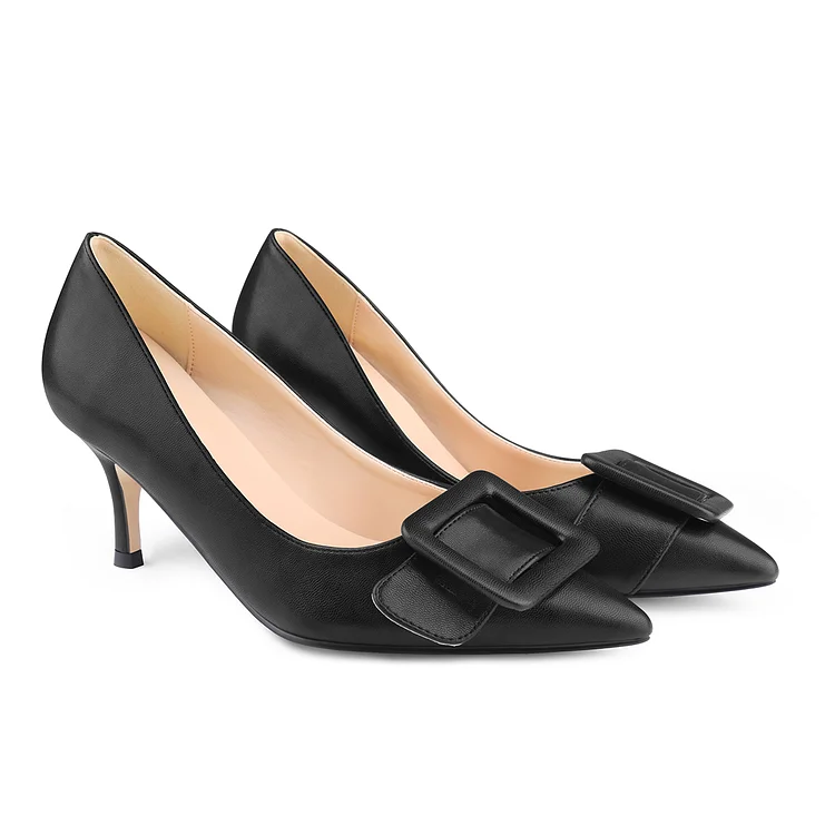 60mm Kitten Heels Apricot Bottom Pumps Summer Daily Matte Square Buckle VOCOSI VOCOSI