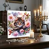 Framed Diamond Painting - Full Round Drill - Cats and Flowers (25x25cm)