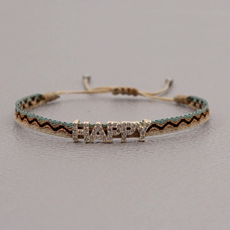 1 Piece Fashion Letter Devil’s Eye Copper Knitting Inlay Zircon Bracelets