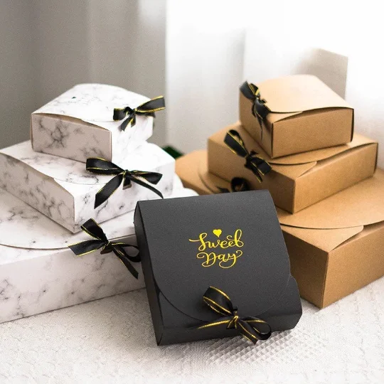 pornhint Pornhint 10pcs Creative Simple marble style Gift box Creative Kraft Paper DIY gift bag Candy box kawaii Party Supplies