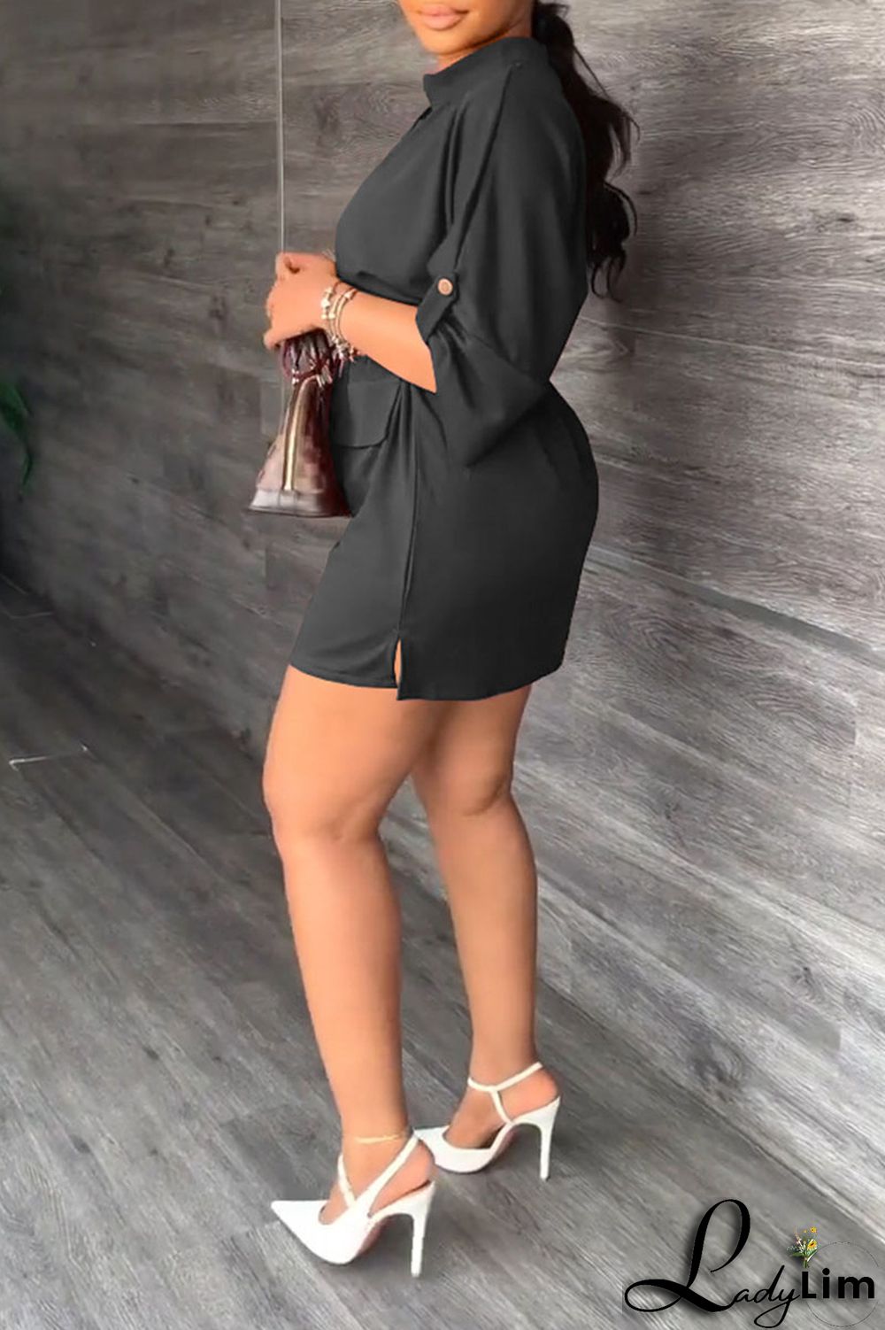 Tangerine Casual Solid Patchwork Draw String V Neck Straight Dresses