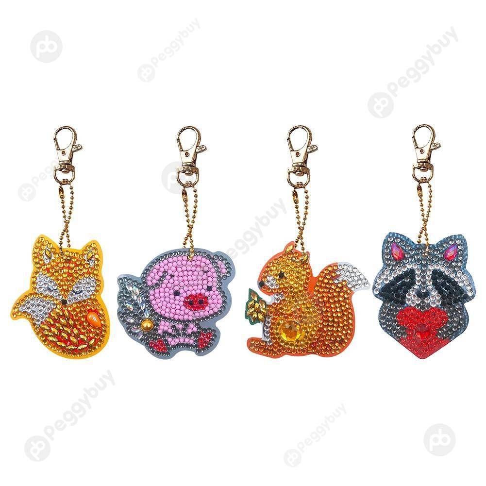 

4pcs Animals-DIY Creative Diamond Keychain, 501 Original