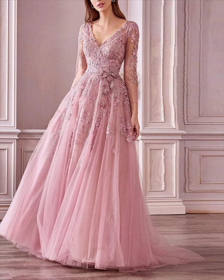 Fashion V-neck Mesh Sequins Dress