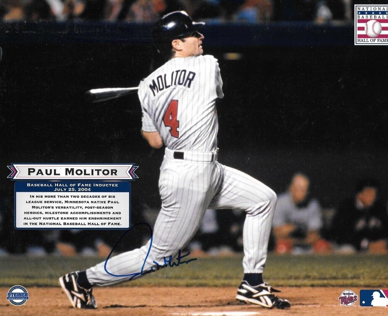 * PAUL MOLITOR * signed 8x10 Photo Poster painting * MINNESOTA TWINS * COA * 1