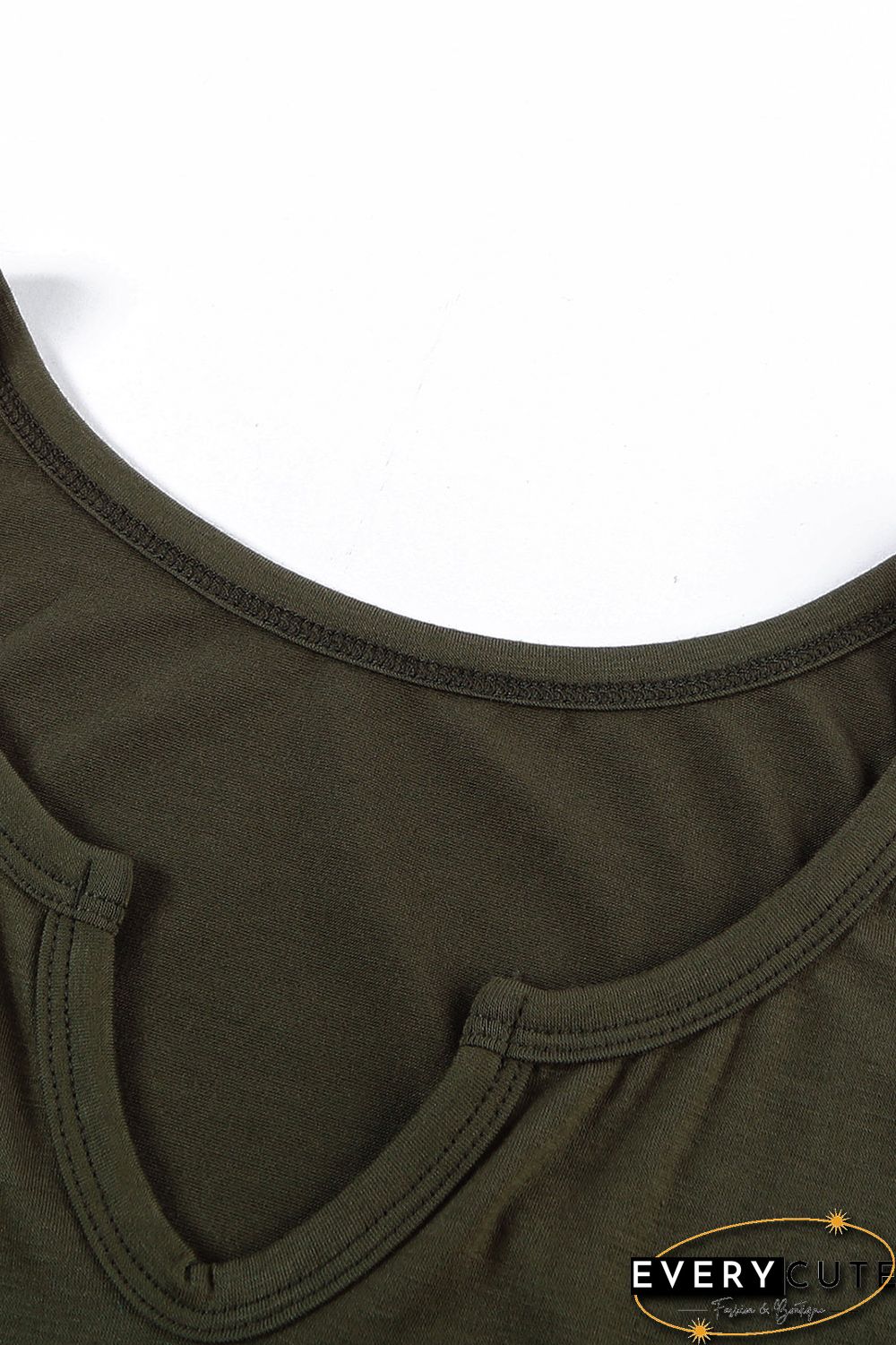 Green Split Neck Drawstring Waist Sleeveless Jumpsuit